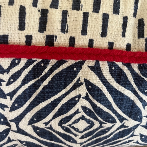 Opal House Blue Pillow w Red Trim - Picture 3 of 7